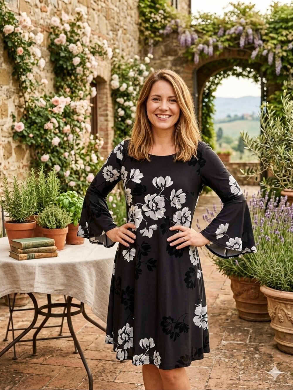 Lauren Ralph Lauren Tycenda Floral Bell Sleeve Dress Size 4
